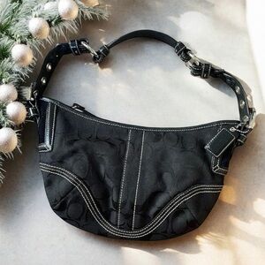 Vintage Coach SoHo Signature Jacquard Logo Monogram Small Shoulder Bag Y2K Gift